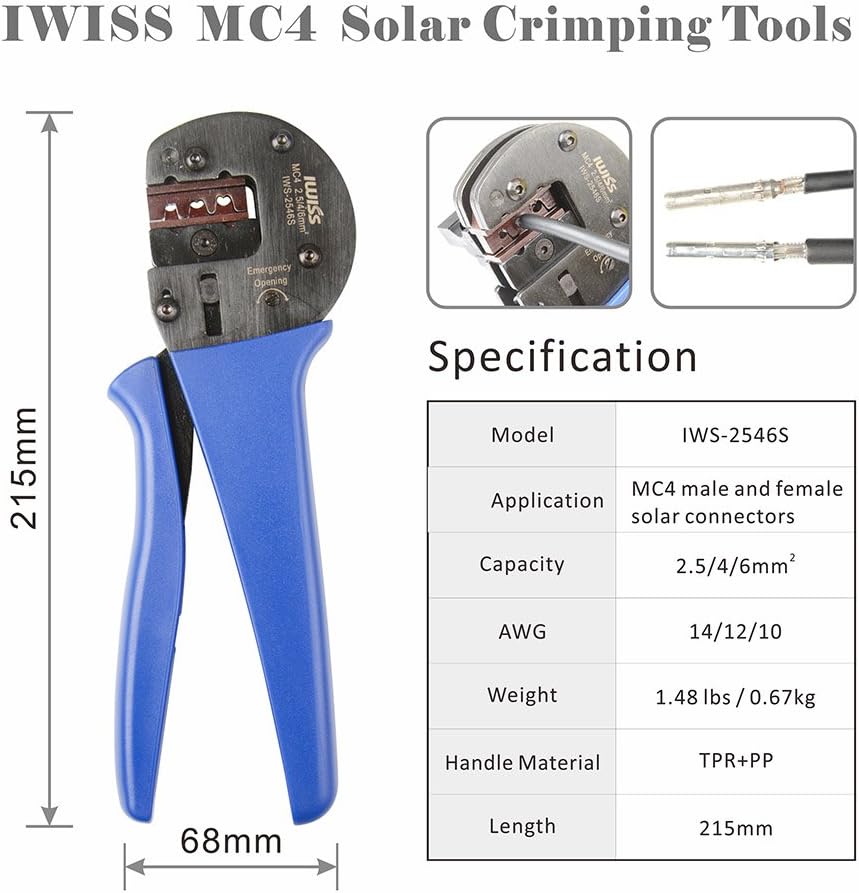 Solar Crimping Tool Kit with Wire Cable Cutter and Stripper K496