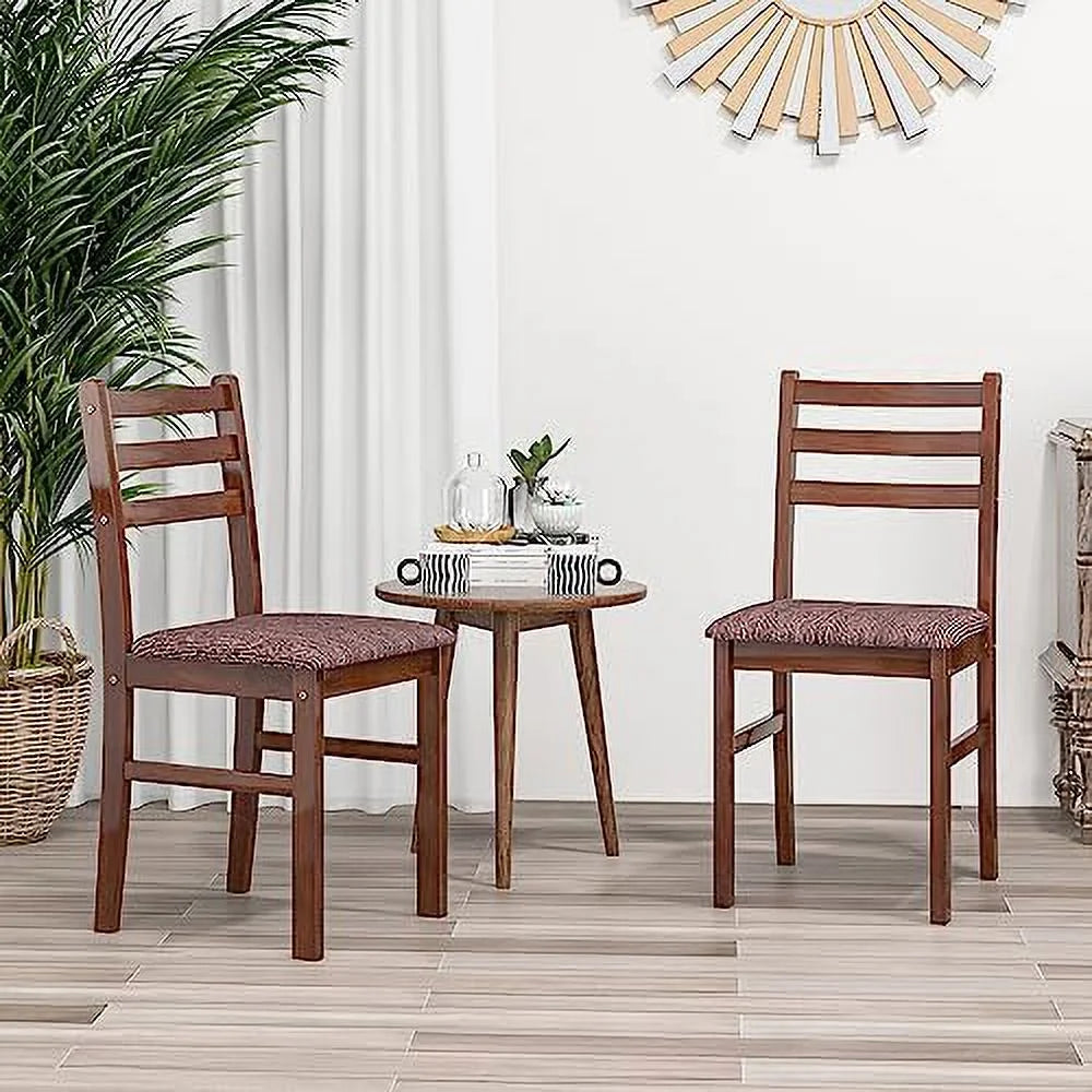 Walnut Set of 4 Wooden Dining Chairs with Padded Seat D342055
