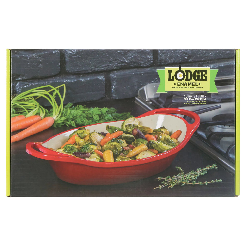 Red Enameled Cast Iron 2 Quart Oval Casserole U46304