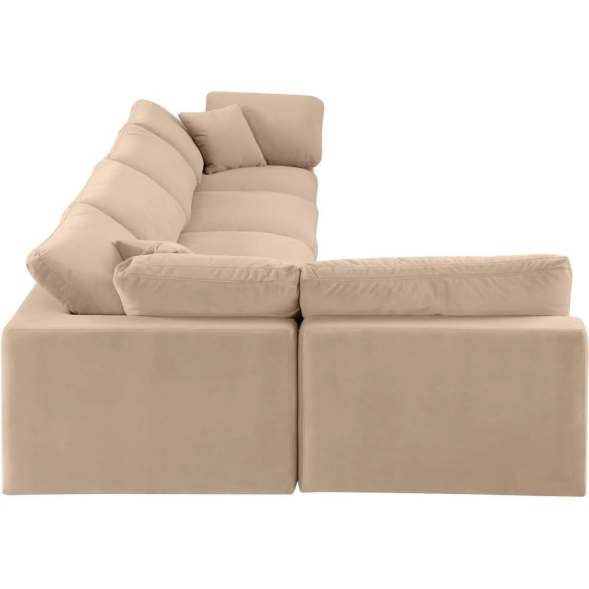 Beige Velvet Modular Sectional S38133
