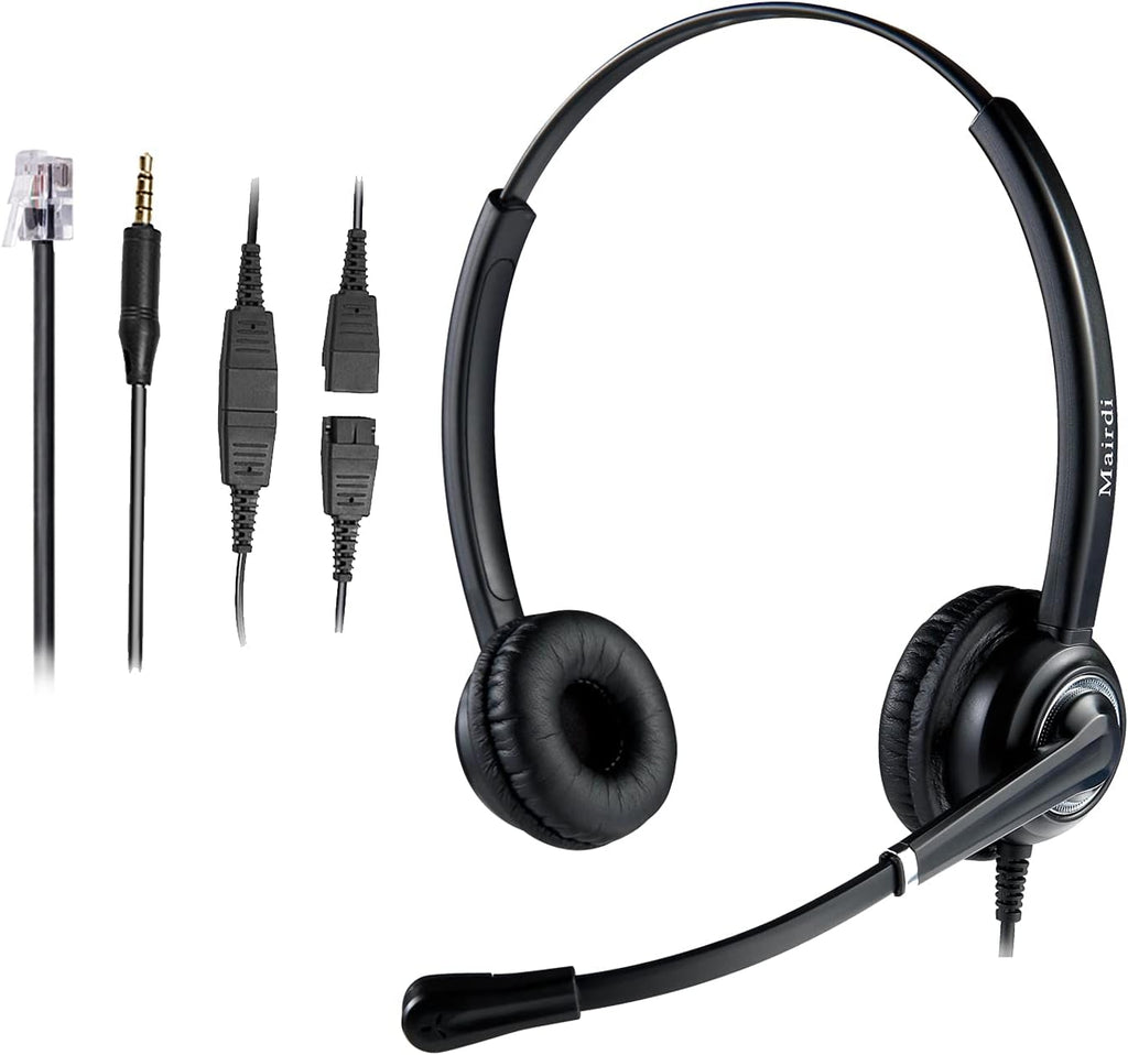Noise Canceling Microphone Mono Call Center Office Headset with RJ9 Jack & 3.5mm Connector C547