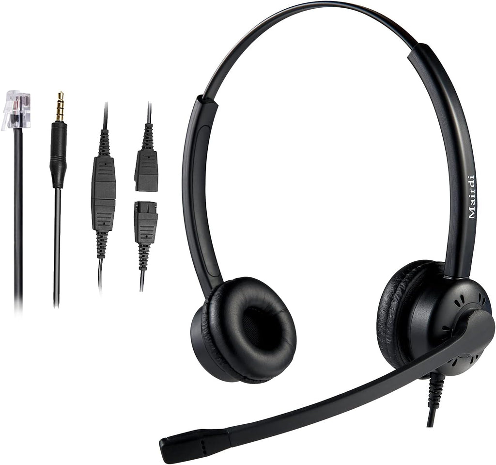 Noise Canceling Microphone Mono Call Center Office Headset with RJ9 Jack & 3.5mm Connector C547