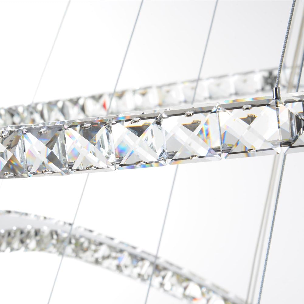 Crystal LED Pendant Chandelier with Stainless Steel Cable 5 Rings B8446