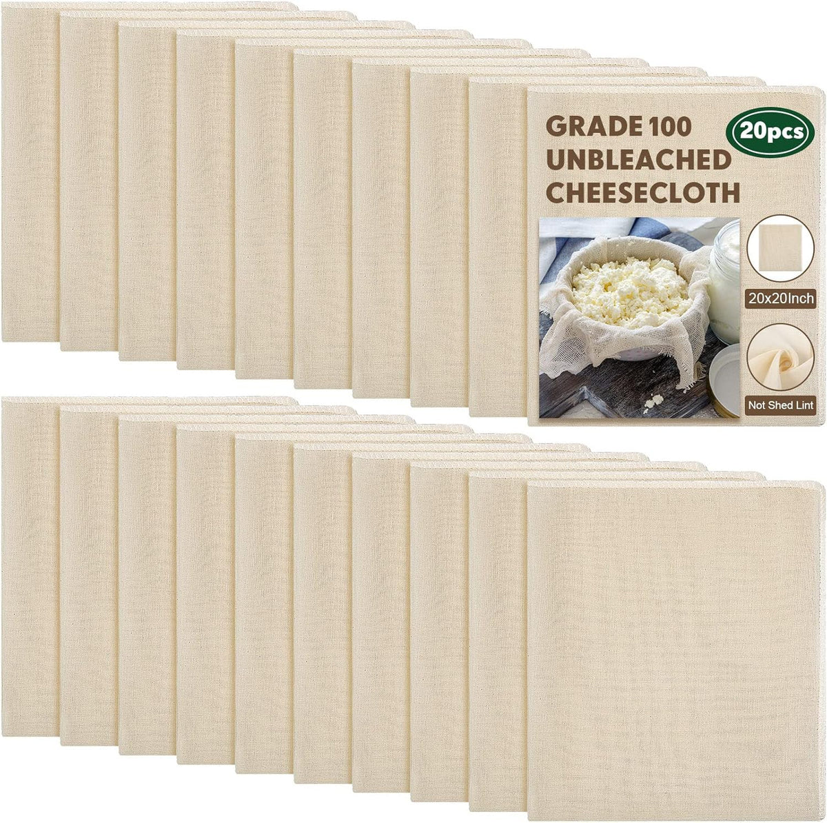 20 x 20 Inch Unbleached Cotton Cheese Cloth W221