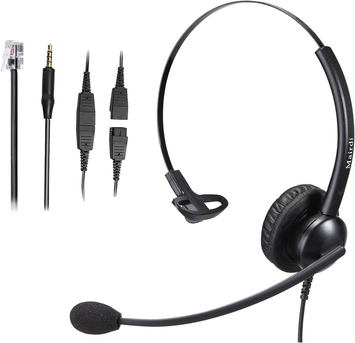 Noise Canceling Microphone Mono Call Center Office Headset with RJ9 Jack & 3.5mm Connector C547
