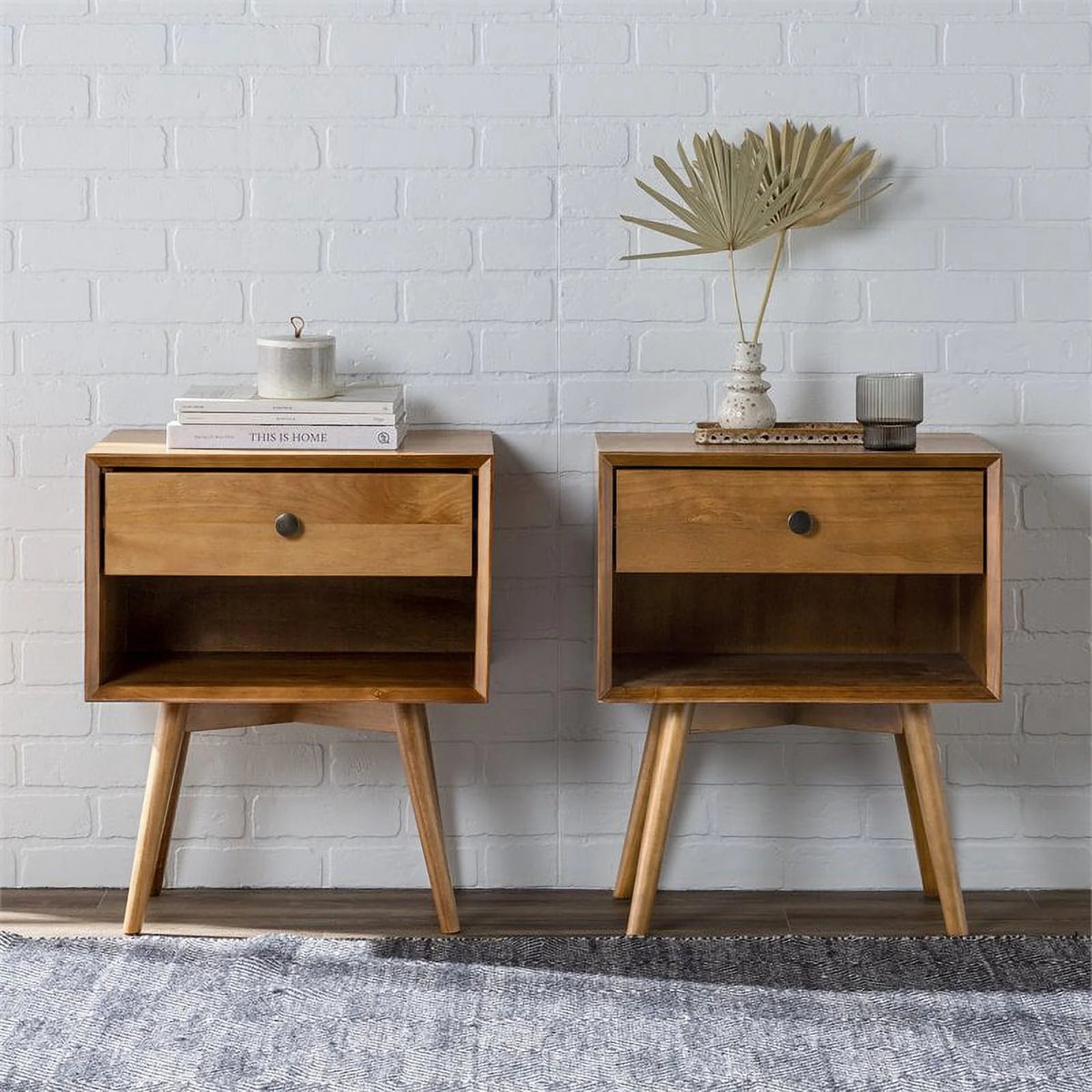 2-Piece Solid Pine Wood Nightstand H86586