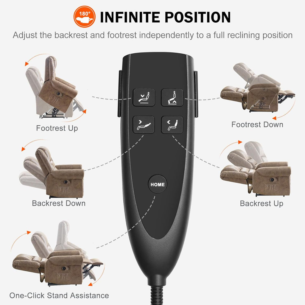 Light Brown Power Lift Recliner Chair with Massage and Heat X1251