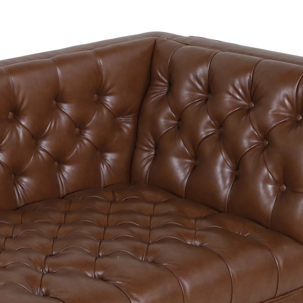 Cognac Brown Tufted Chaise Lounge L922