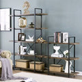 Dark Brown 5-Shelf Metal Frame Bookcase B2019
