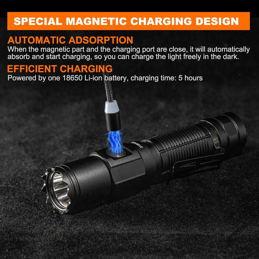 1200 Lumen LED Rechargeable Flashlight with Power Display, IP67 Waterproof, 5 Light Modes L564866