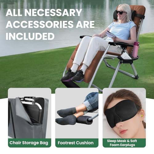 Oversized Padded Reclining Zero Gravity Chair with Cup Holder M80585