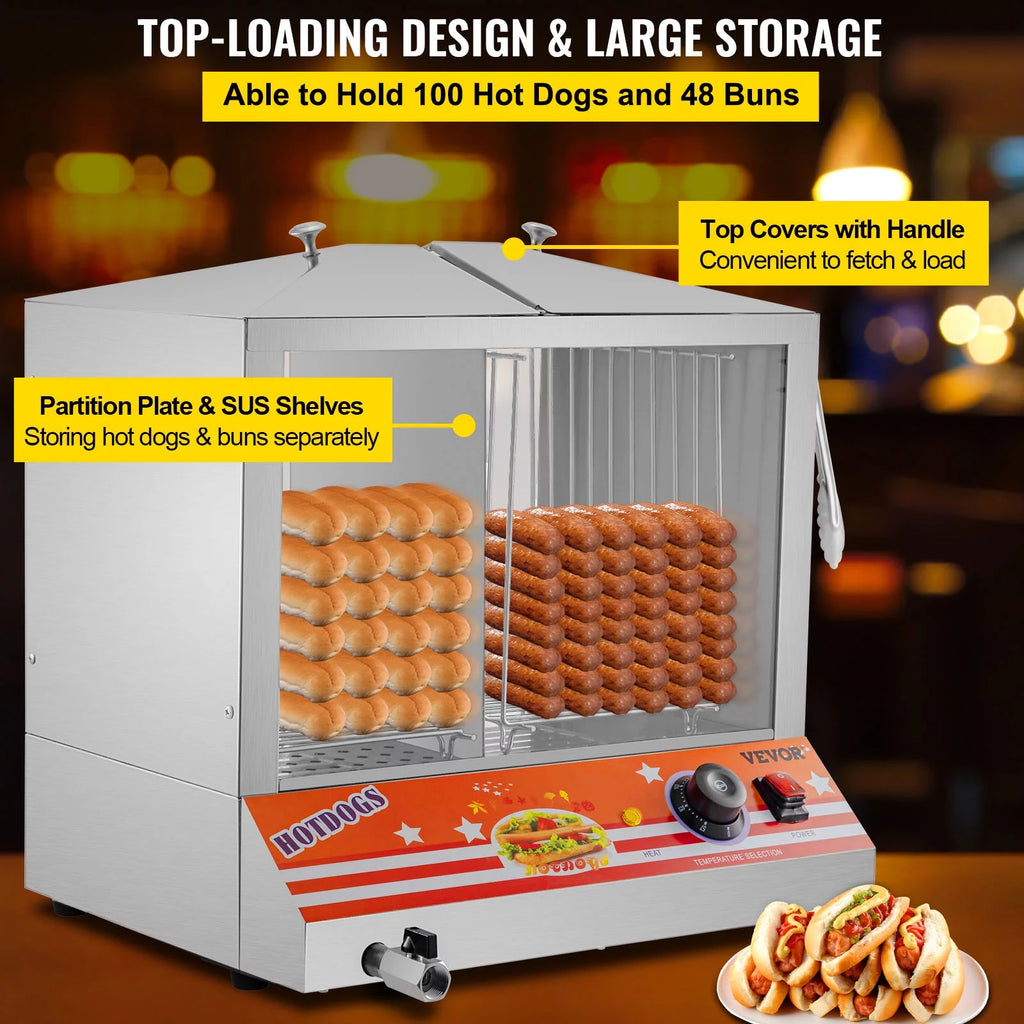 Stainless Steel Electric Hot Dog Warmer with Bun Warmer Q849