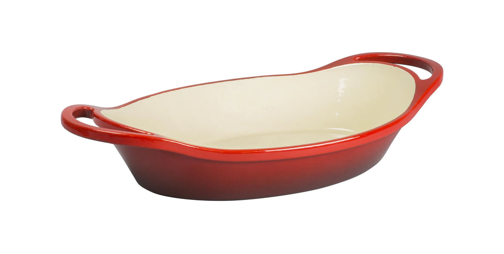 Red Enameled Cast Iron 2 Quart Oval Casserole U46304