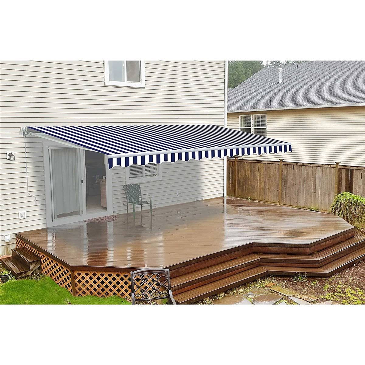 Blue/White Patio Awning Canopy RV Tent O272023