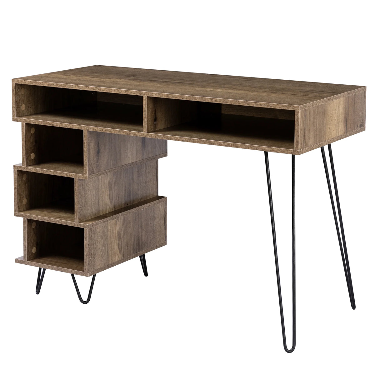 Brown Computer Desk with V-Shaped Iron Leg D26833