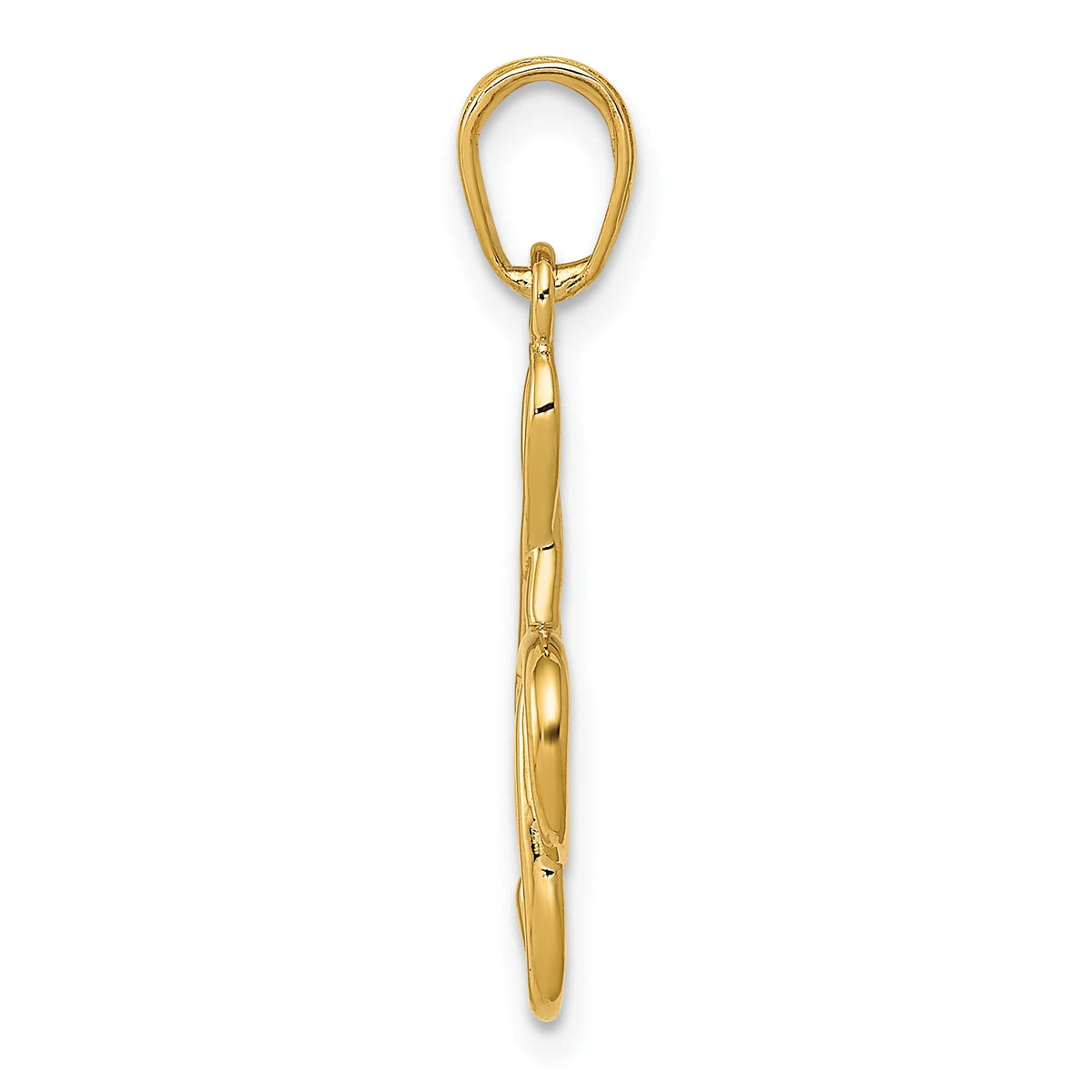 14K Yellow Gold Treble Clef Pendant Charm with Rope Chain Necklace 16'' O854