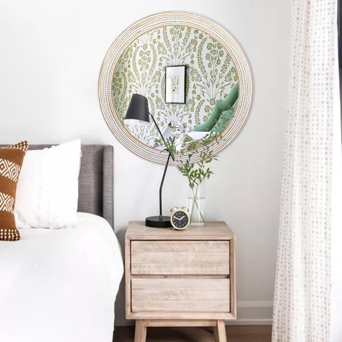 32" Round Wooden Decorative Mirror N84668