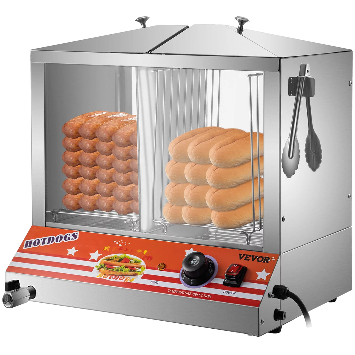 Stainless Steel Electric Hot Dog Warmer with Bun Warmer Q849
