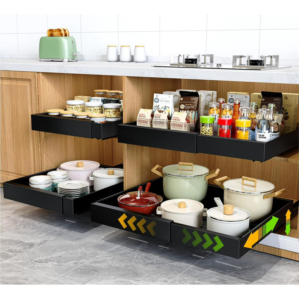 4 Pack Pull Out Cabinet Organizer 21Deep Expandable Slide Out Drawer Organizers A86867