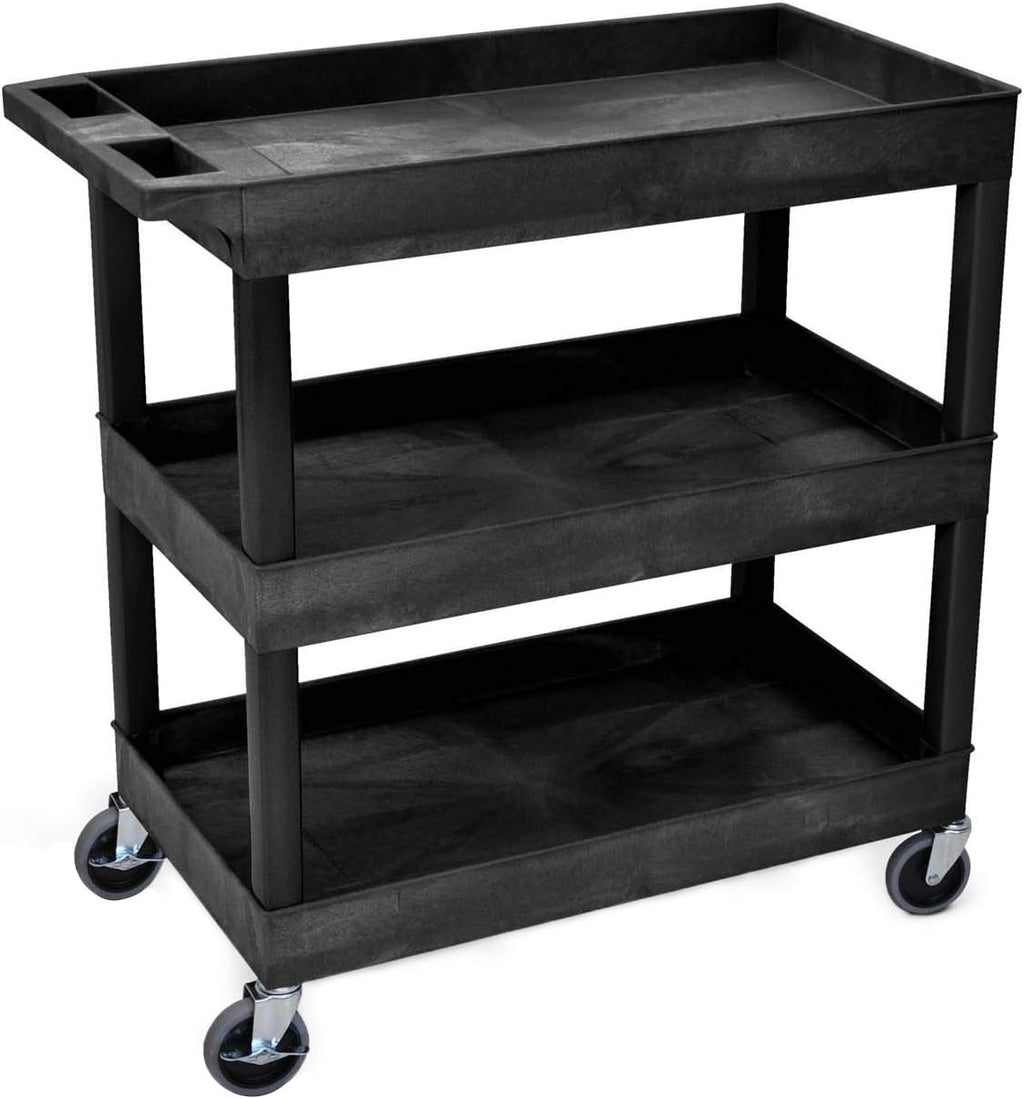 Black Mobile Utility Tub Cart with 3 Shelves N244227