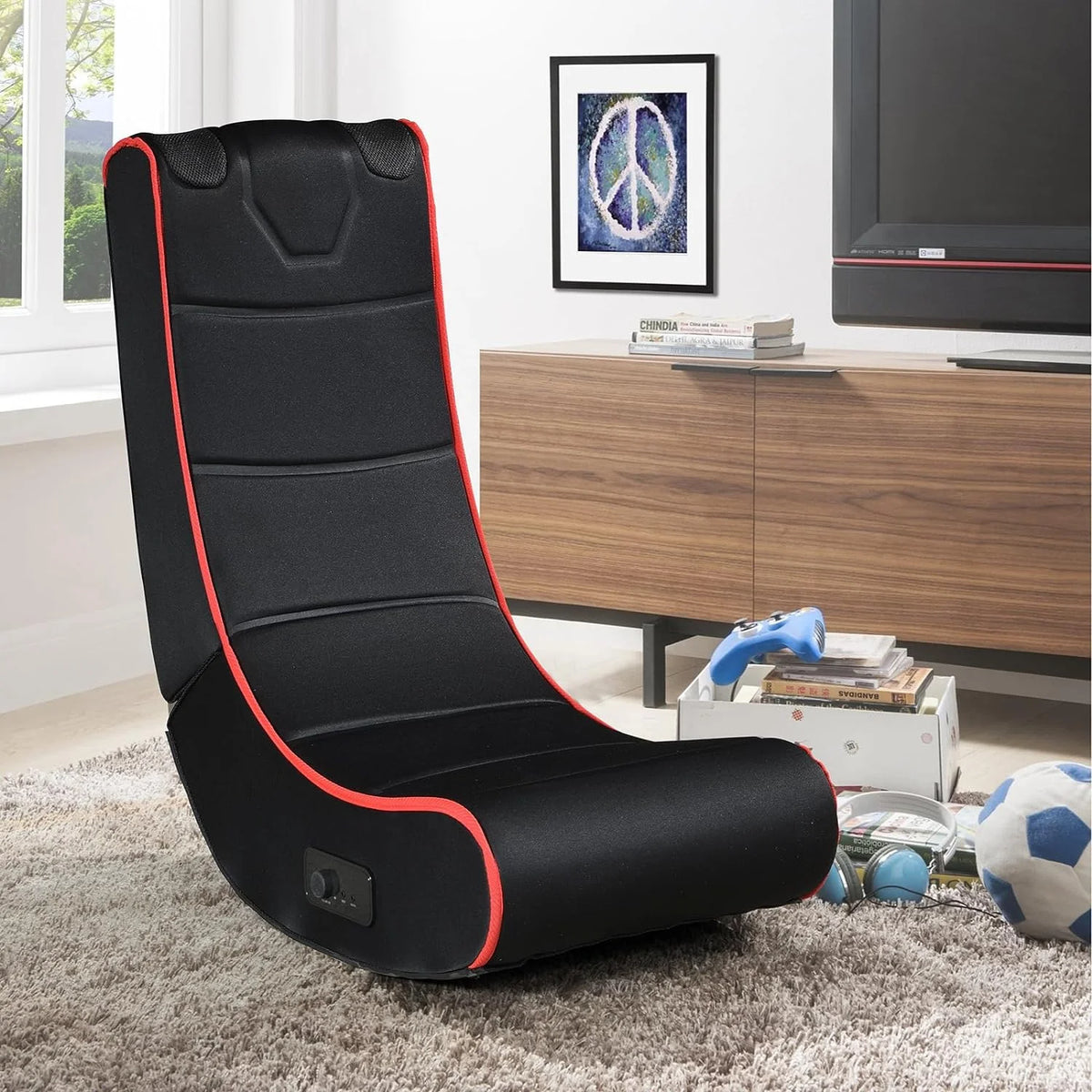 Gaming Floor Rocker Chair with Adjustable Foldable Backrest N705032