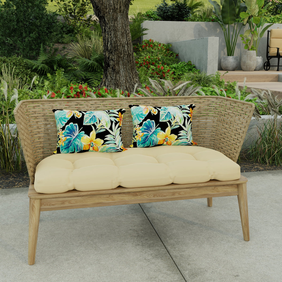 12" x 18" Black Floral Rectangular Outdoor Throw Pillow (2 Pack) N77380
