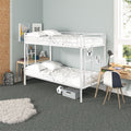White Twin over Twin Bunk Bed with Guardrail and 2 Side Ladders T866