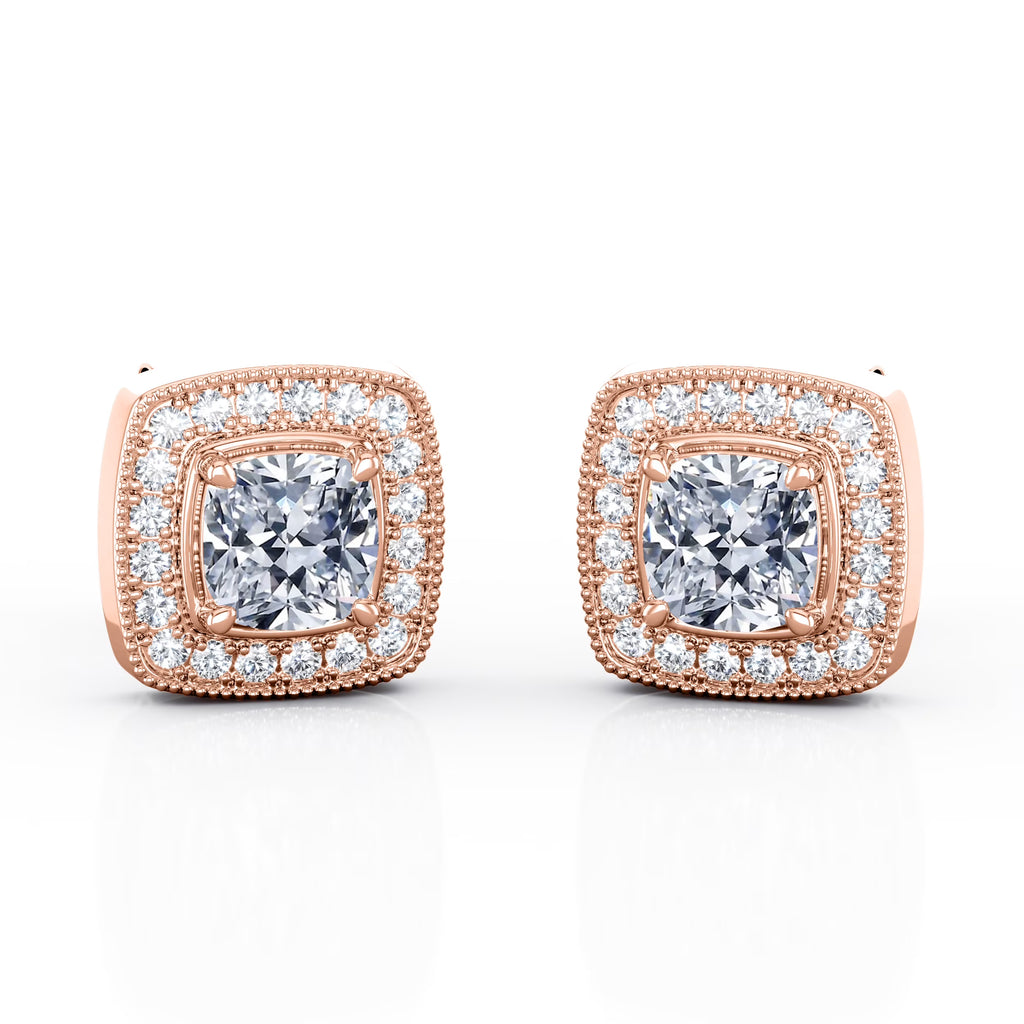 10K Rose Gold Diamond Stud Earrings P47480