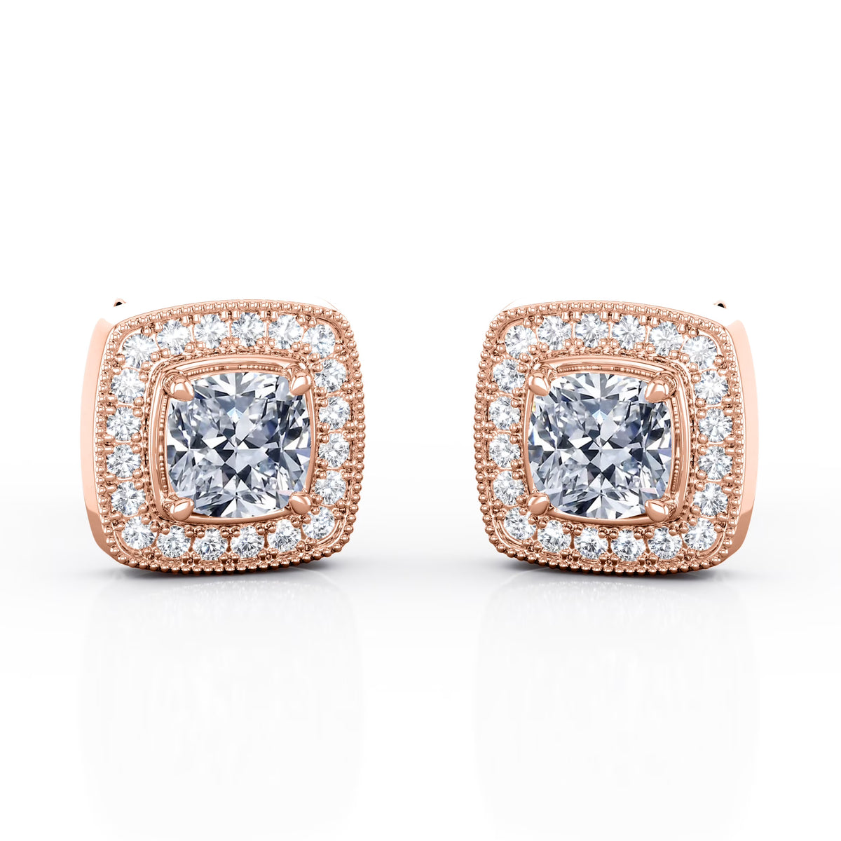 10K Rose Gold Diamond Stud Earrings P47480