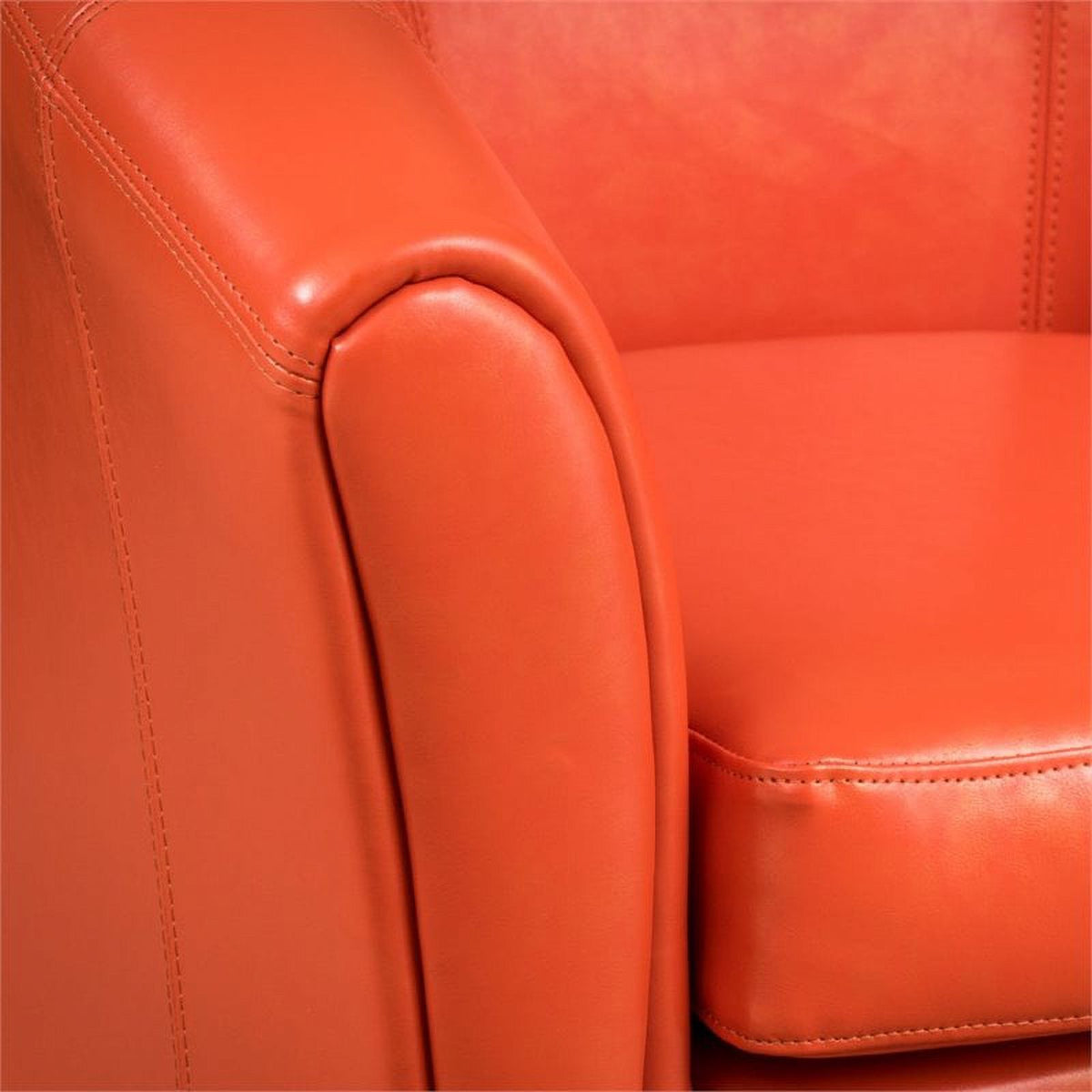 Bonded Leather Club Chair in Orange O28982