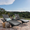 Gray 3-Piece Outdoor Wicker Chaise Lounge Set I2515