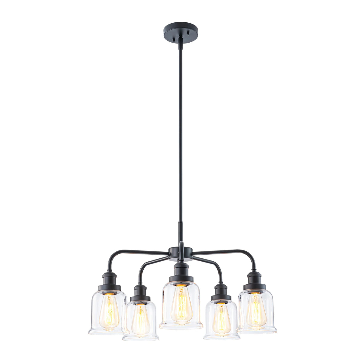 5-Light Dimmable Glass Farmhouse Chandelier W9651