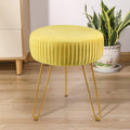 Yellow Velvet Round Vanity Chair with Golden Metal Legs O953
