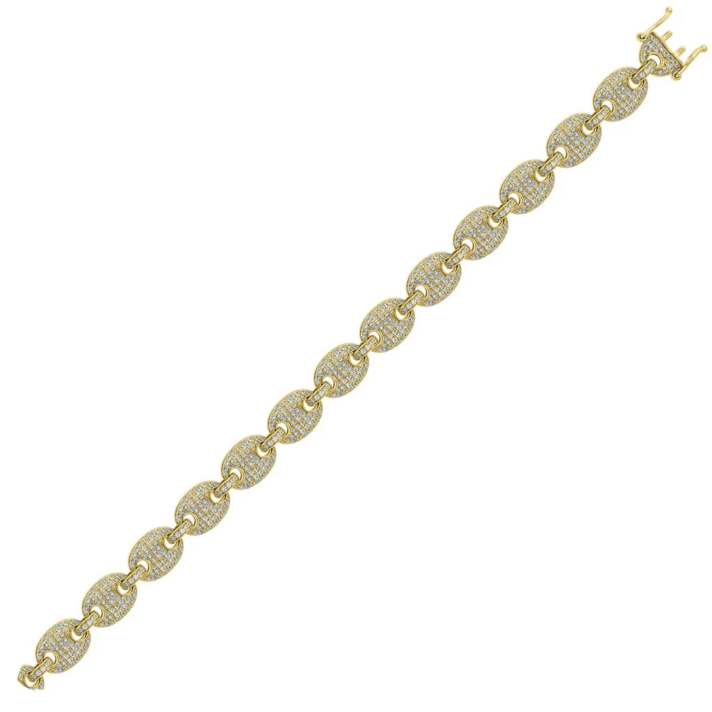 925 Sterling Silver Yellow CZ Pave 10mm 28 Inch Mariner Link Chain K1935