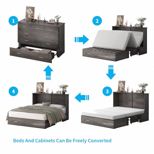 Queen Size Murphy Bed with Tri-Fold Mattress J2182