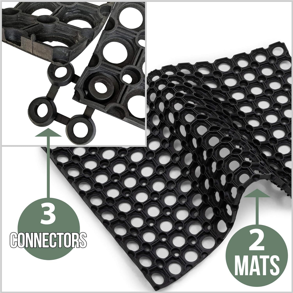 Interlocking Rubber Drainage Floor Mat 24 x 16 inches 12 Mats E581255