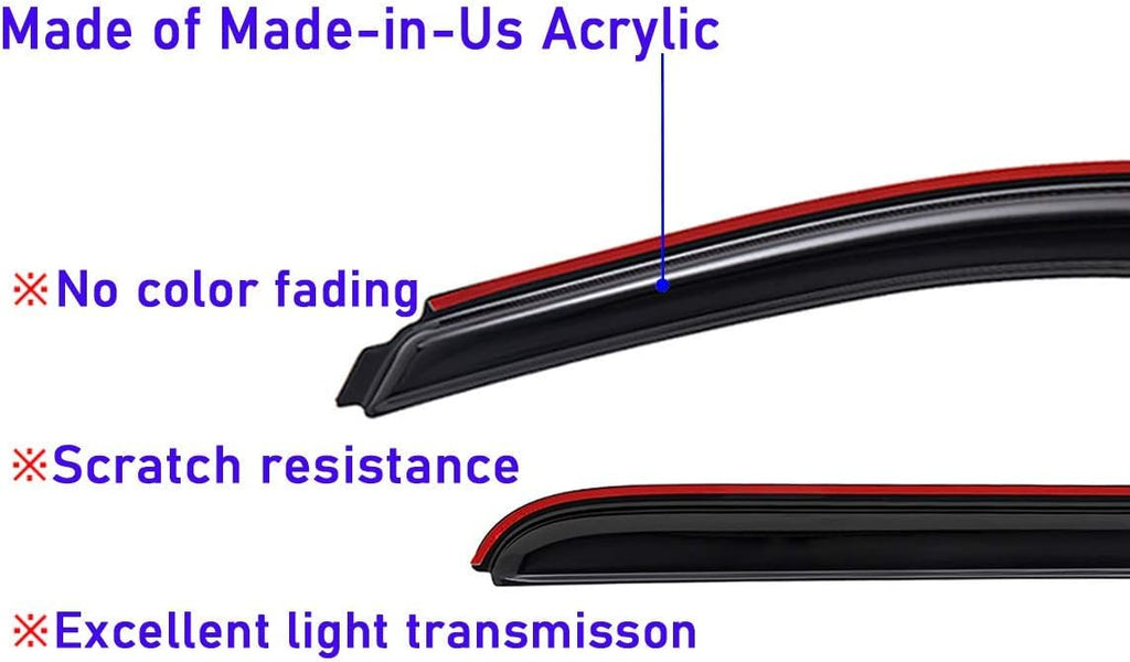 4 PCS Dark Smoke In-Channel Side Window Deflector Rain Guard Z305