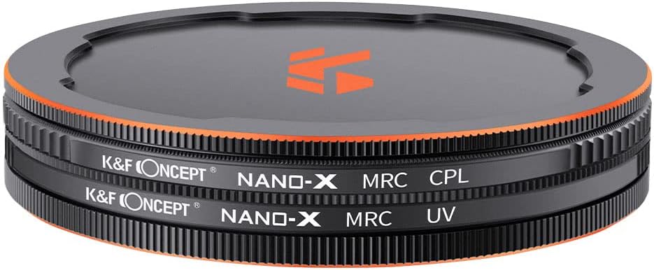 55mm Circular Polarizers Filter & MC UV Protection Filter Kit (2 pcs) with Lens Cap, 28 Multi-Layer Coatings D170011