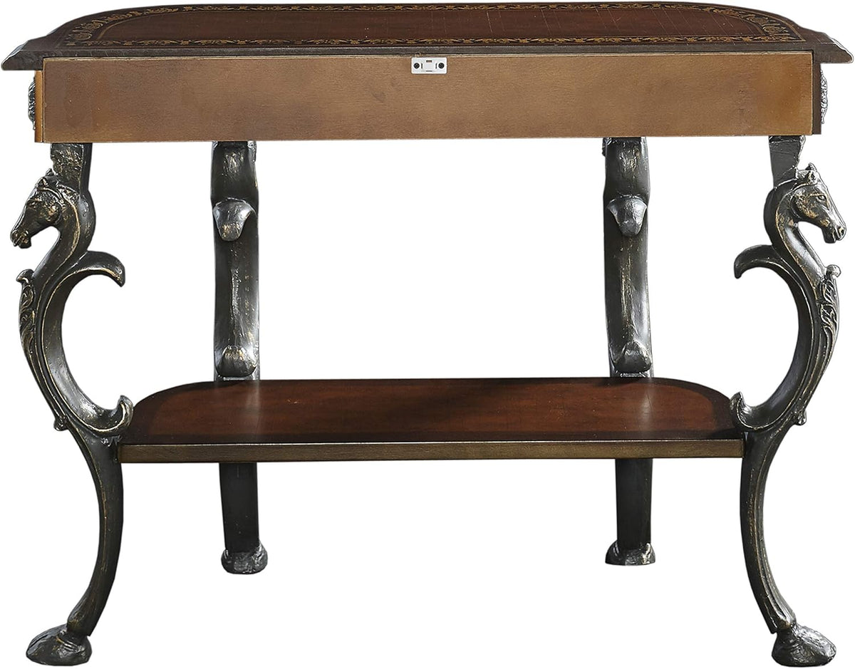 Floral Demilune Console Table with Display Shelf B389