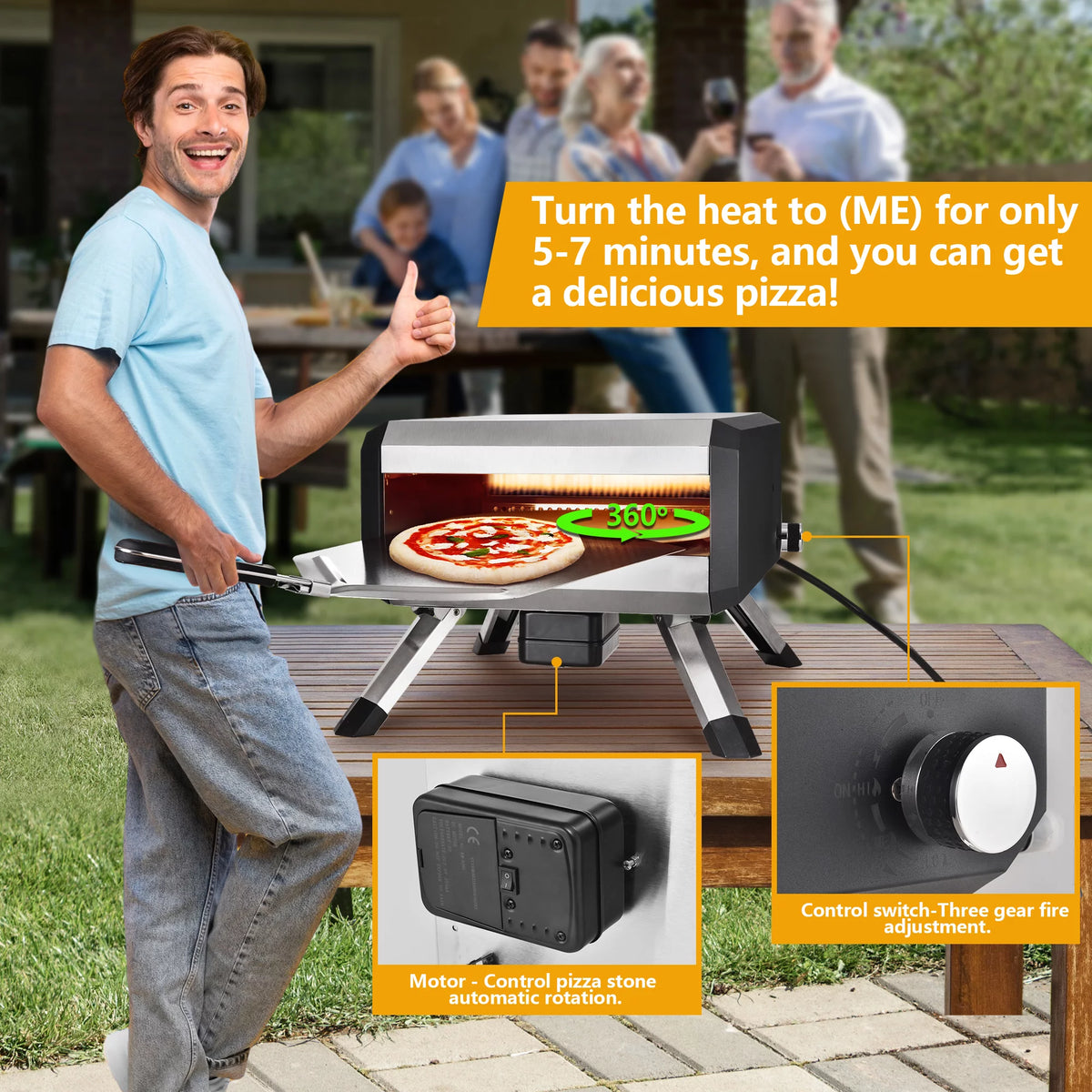 Portable Stainless Steel Gas Pizza Oven with 14" Pizza Stone T699098