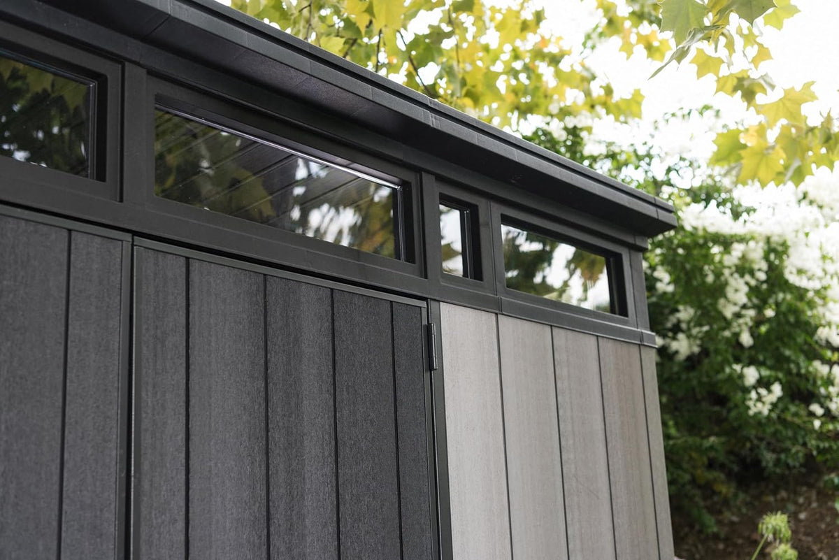 Grey & Black Resin Outdoor Storage Shed Y368