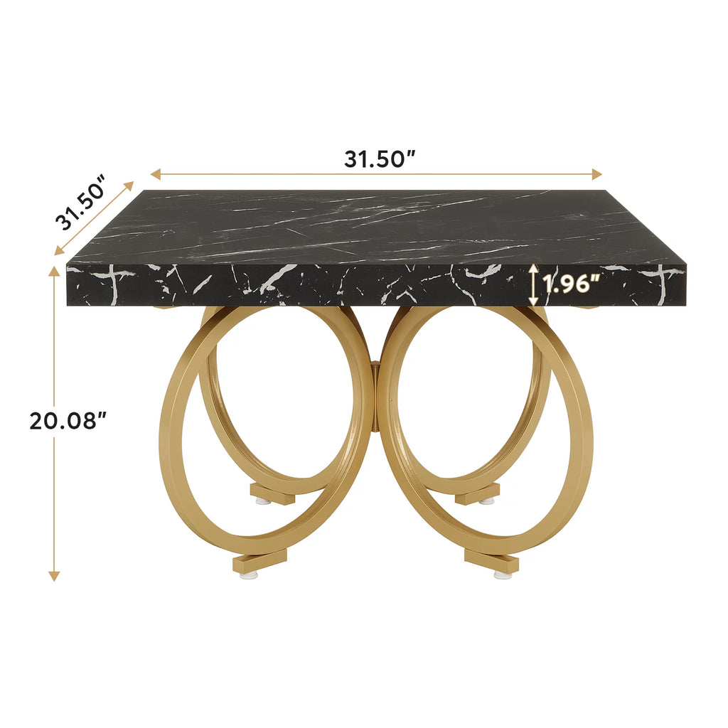 31.5 Inch Square Black Faux Marble Coffee Table S171135