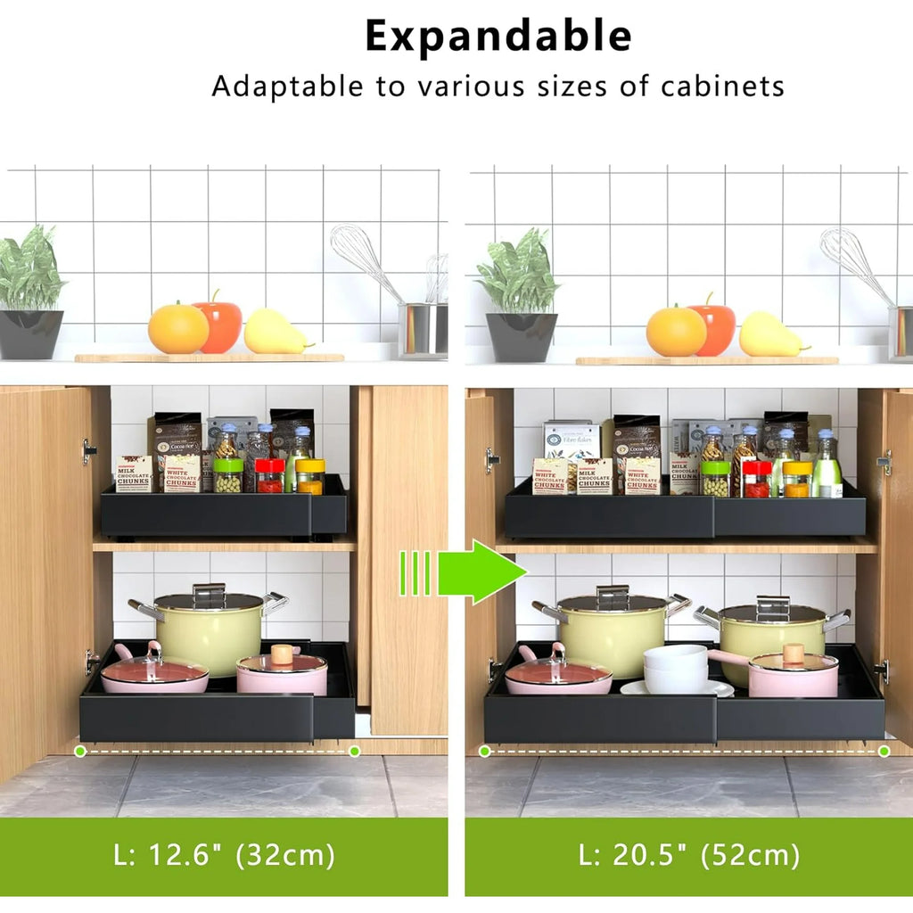 4 Pack Pull Out Cabinet Organizer 21Deep Expandable Slide Out Drawer Organizers A86867