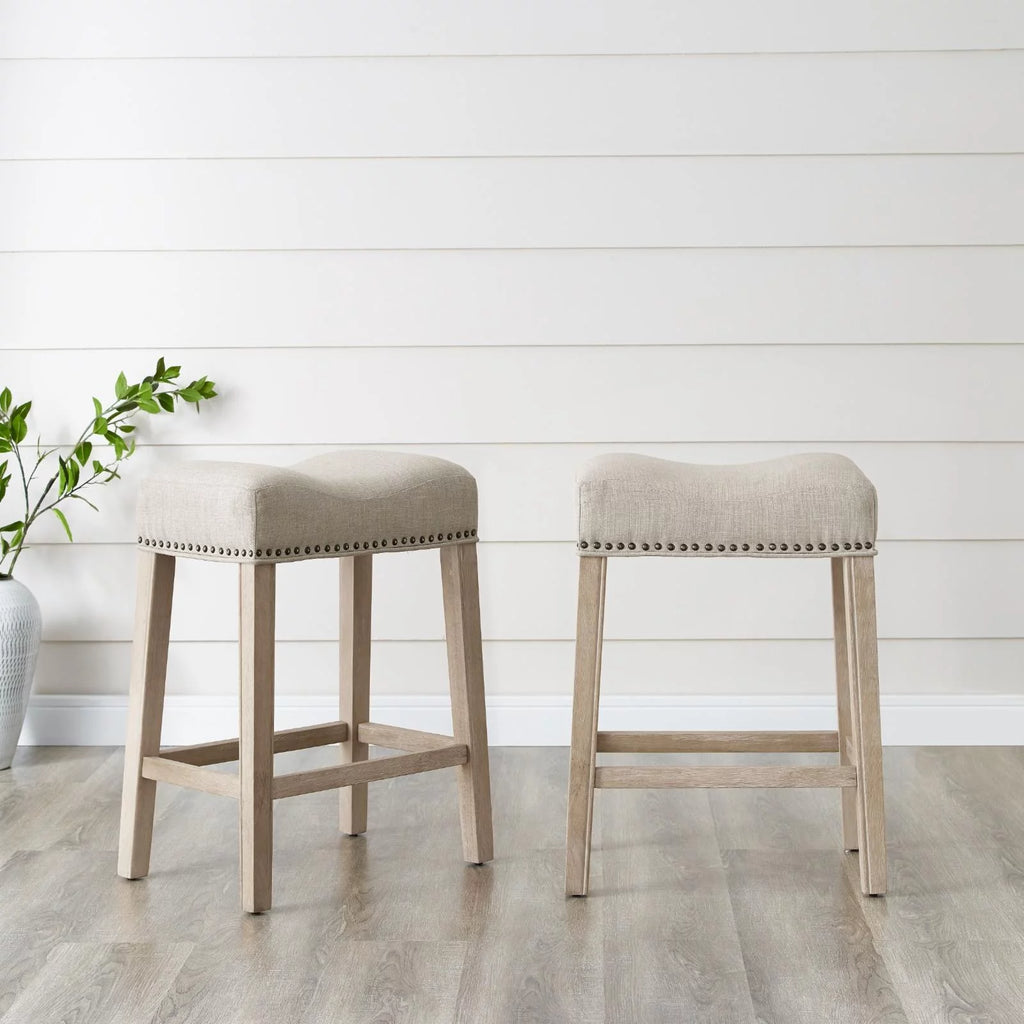 Gray Fabric Saddle Stool Set of 2 C11267
