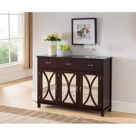 Espresso Wood Sideboard Cabinet with Drawers D140
