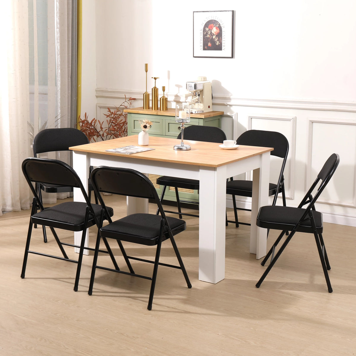 Black Fabric Upholstered Folding Chairs 6 Pack O939