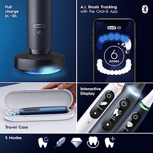 Black Rechargeable Electric Toothbrush with 5 Cleaning Settings, 2 Replacement Heads, and Travel Case E54925