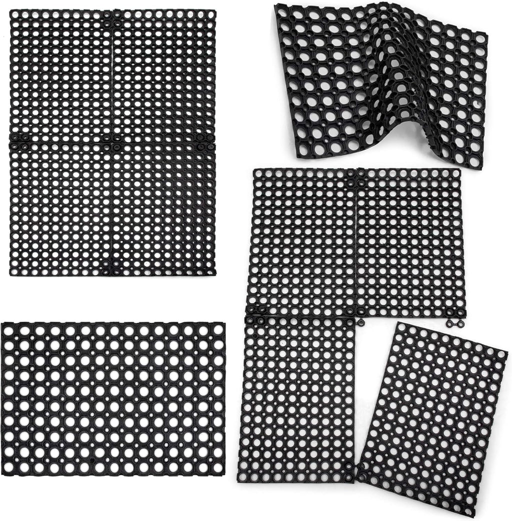 Interlocking Rubber Drainage Floor Mat 24 x 16 inches 12 Mats E581255