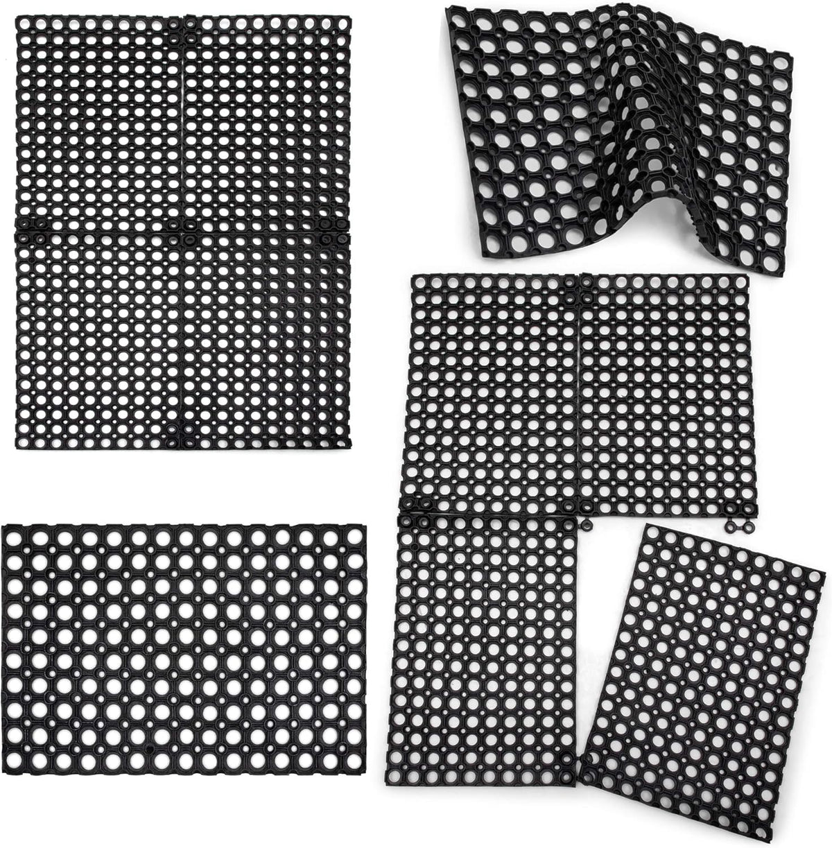 Interlocking Rubber Drainage Floor Mat 24 x 16 inches 12 Mats E581255