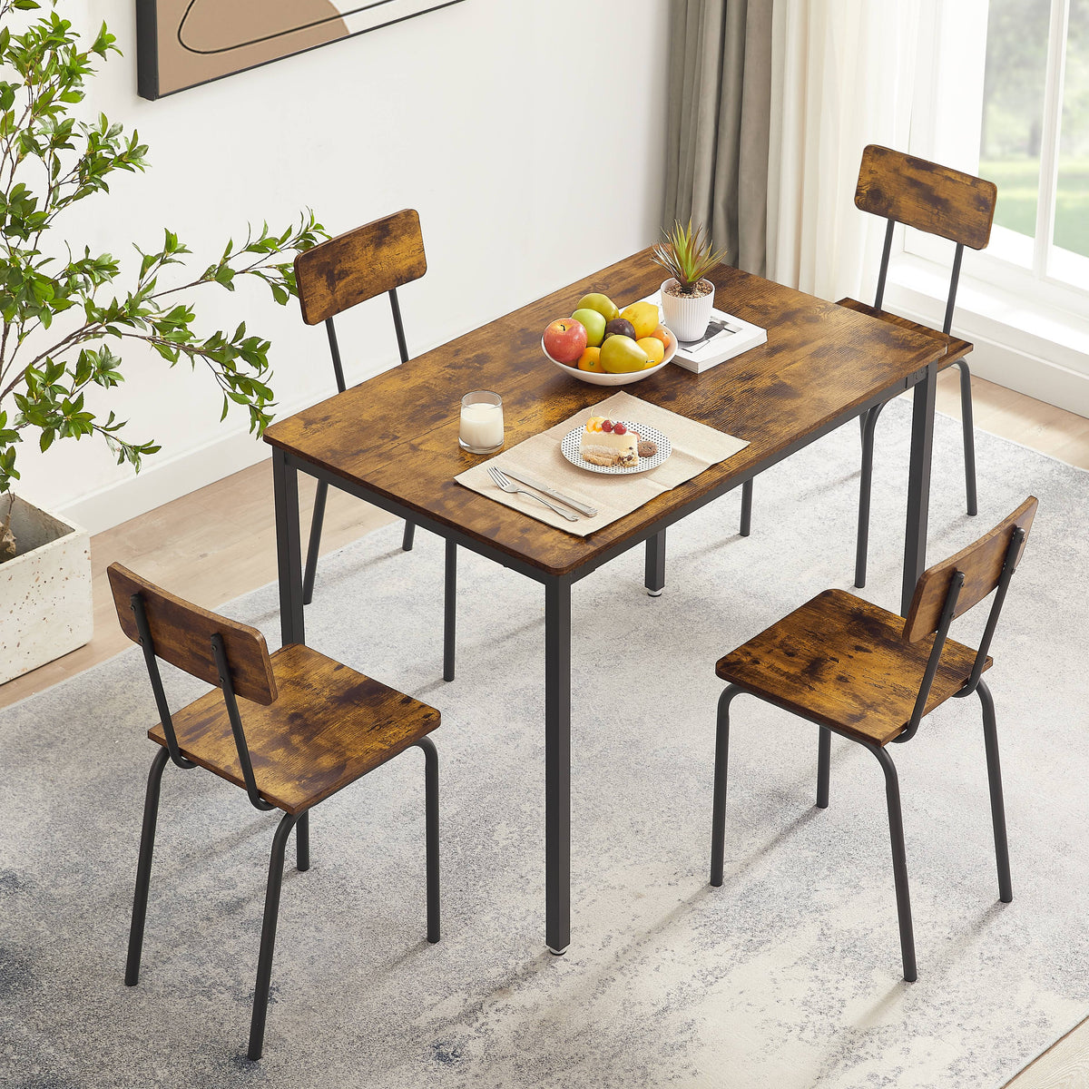 Metal Counter Height Dining Table Set for 4 with Chairs D152807